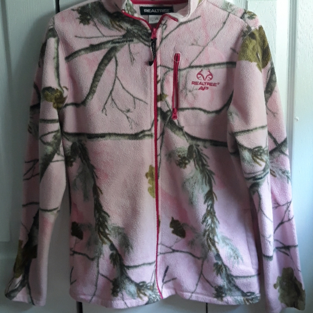Pink camo fuzzy jacket